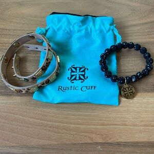 Rustic cuff 2 bracelets and storage pouch.